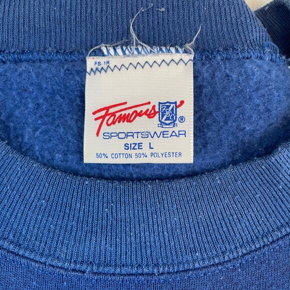 VTG 90s Eastern Illinois University MOM Sweatshirt size L Blue Pullover - Picture 6 of 9